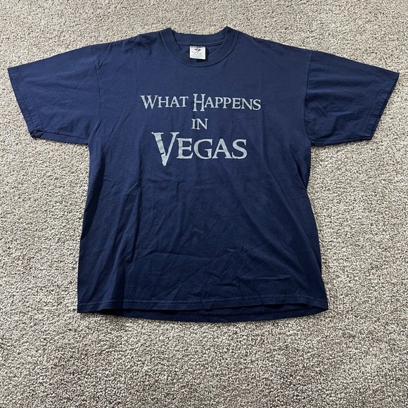 Jerzees Other - Vintage 90s‎ Jerzees Streetwear Mens XL Blue Faded What Happens In Vegas T Shirt